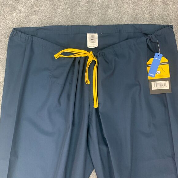 WonderWink Origin Papa Drawstring Scrub Pants Women Unisex 3XP Petite Navy Blue - Picture 3 of 14